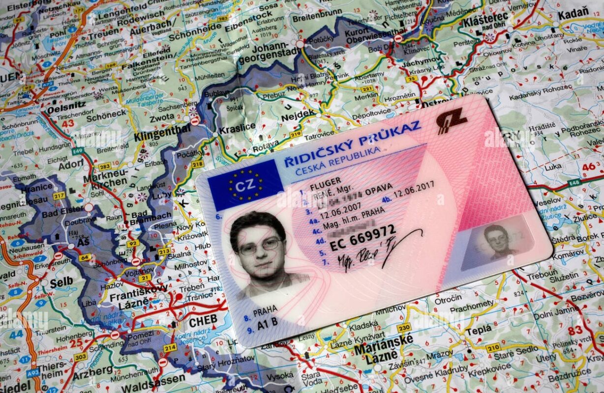 Czech Republic driver’s license with EU flag and CZ emblem
