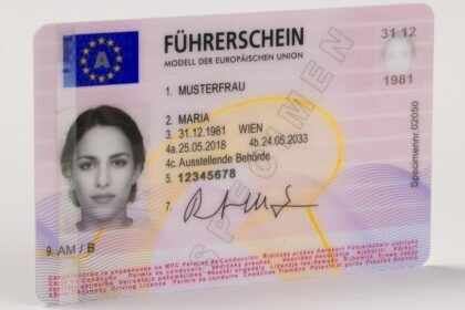 Austrian driver’s license with EU symbol and red-white-red national colors